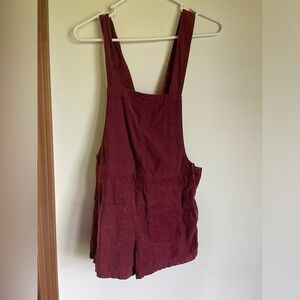 Burgundy overall shorts